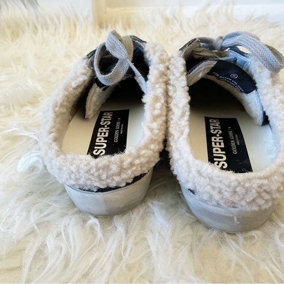 Golden Goose Superstar Sabot Sneaker Shearling Lined Black Silver Beige size 36 - Picture 11 of 16